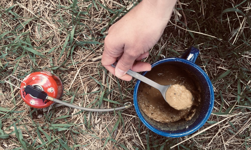 sporks - preparing soup with the snow peak titanium that easily reaches the...