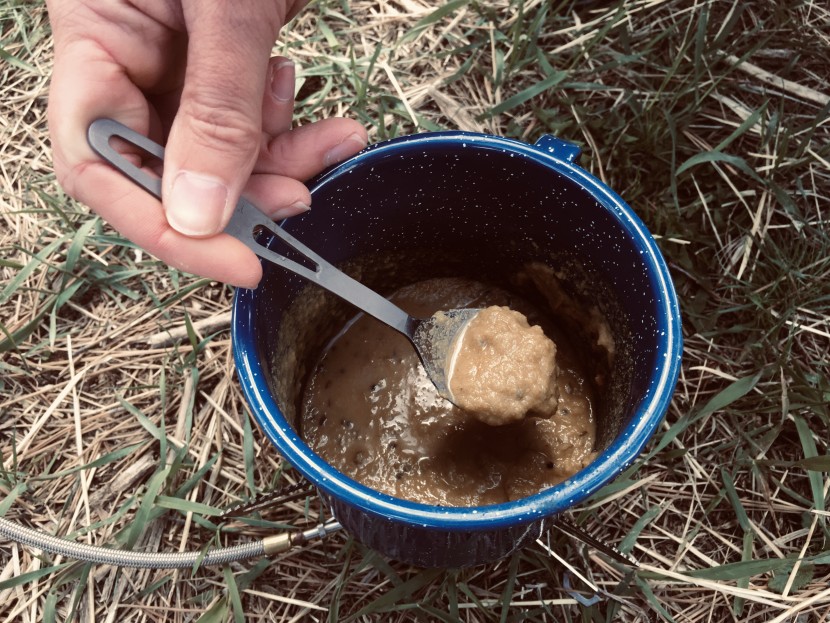 toaks titanium - preparing soup is easy with this titanium spork from toaks.