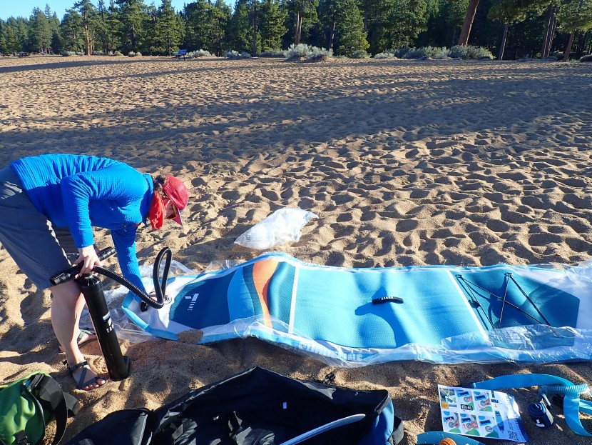 tahe beach shoreline - inflating the tahe board was difficult due to the hose not attaching...