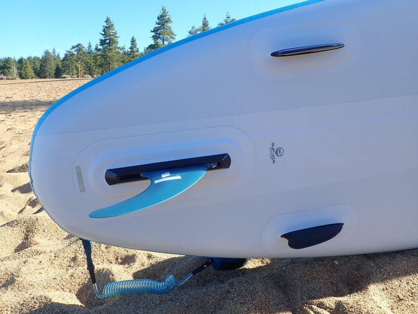 tahe beach shoreline - the beach shoreline has two fixed fins and one center fin that...