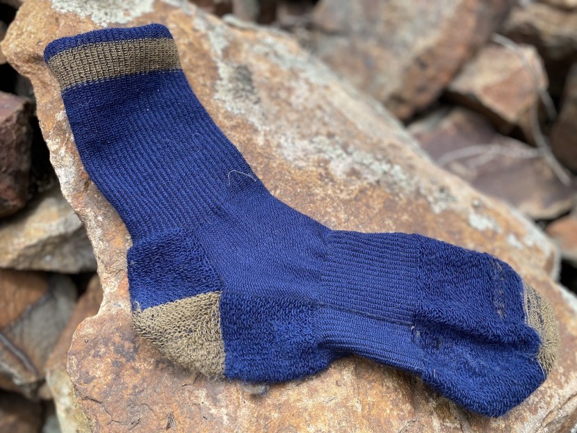 rei co-op merino wool ultralight crew - a look at the design. we flipped the sock inside out to expose the...