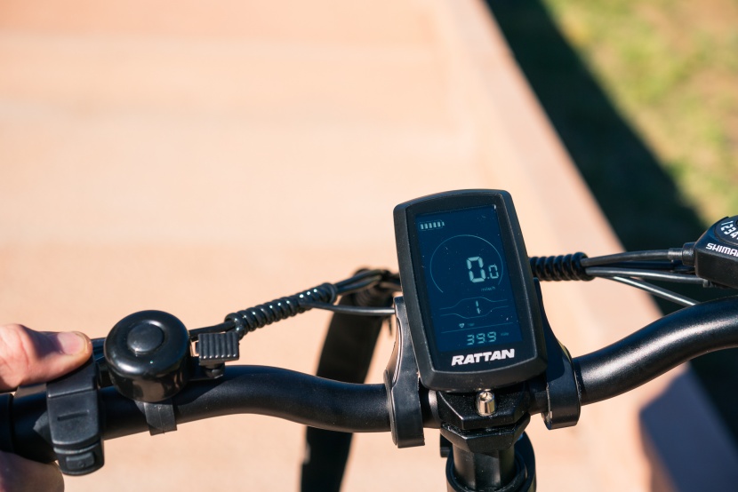 rattan folding electric bike - the display shows you everything you need to know while riding...