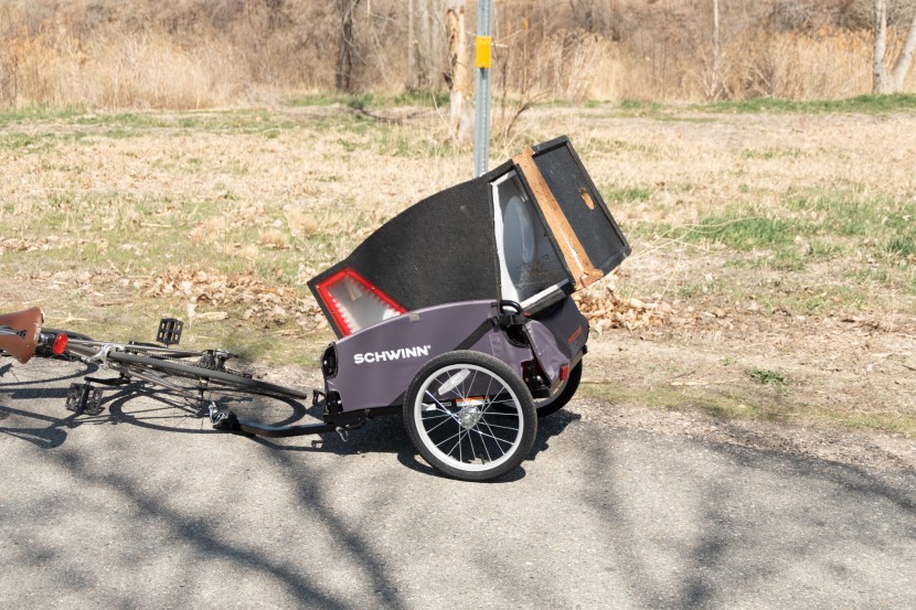 schwinn day tripper - we found this waterlogged old speaker box (probably weighing 60lbs)...