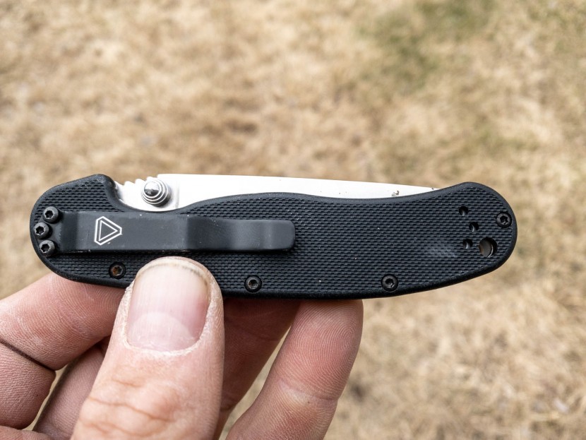 ontario knife company rat ii - you can see the three holes, on the left end of the knife, for...