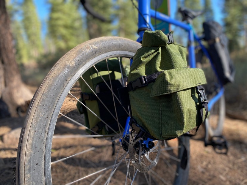 outer shell pico panniers - the olive green pico panniers bundled up and ready for a romp around...