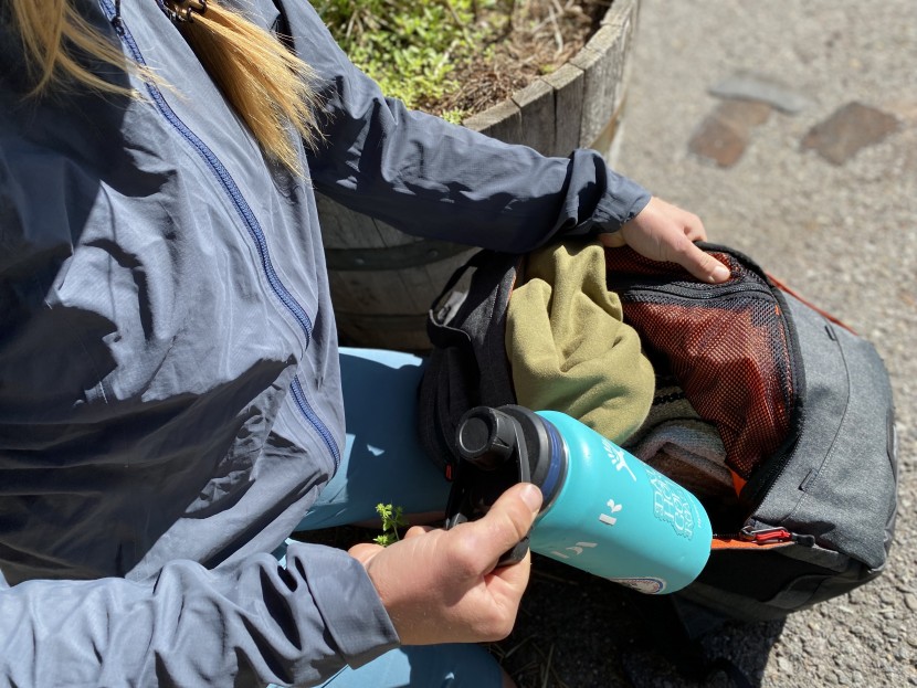 two wheel gear backpack convertible - we were able to fit a laptop, sandals, two large textbooks, a water...