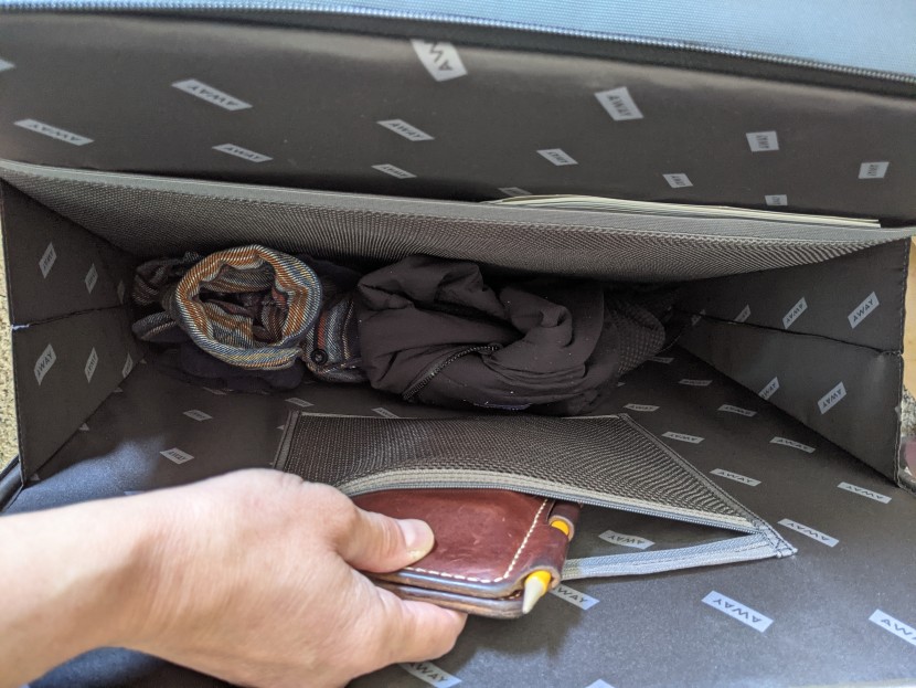 the outer zipper opens this compartment, complete with a sleeve for...