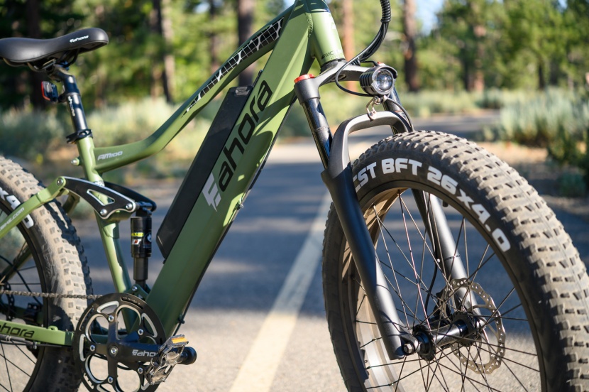 eahora am200 - the am200 has front and rear suspension. the fork works pretty well...