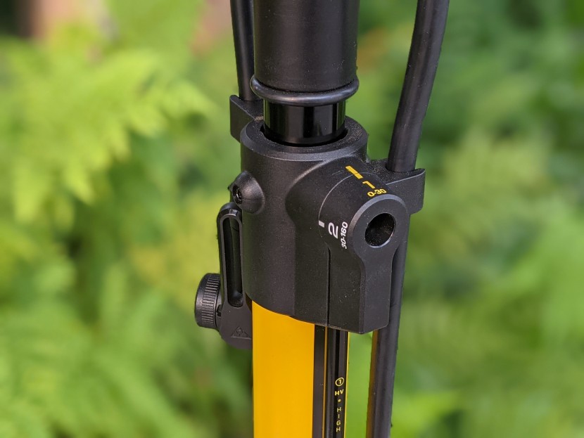 the pump, set to stage 1, is ready for high volume tires.