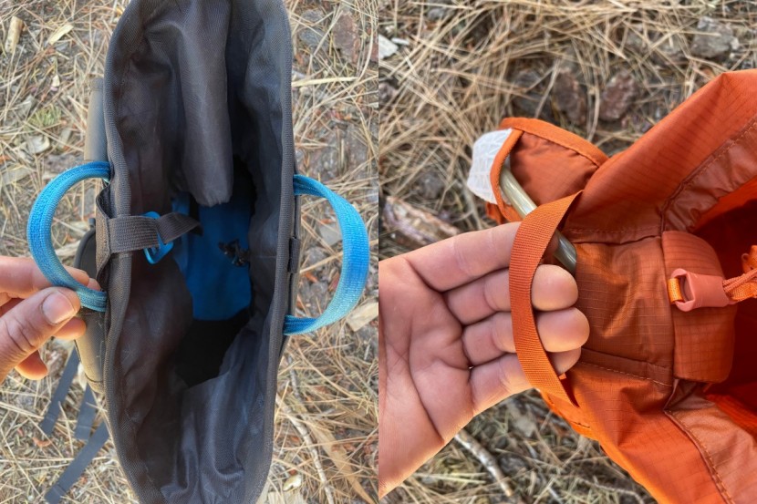 climbing backpack - the creek (on the left) has two burly haul loops, while the flash...