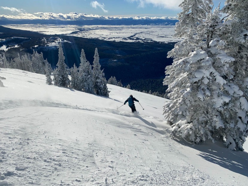 fischer travers cs - here is the fischer travers cs driving big powder skis on a...