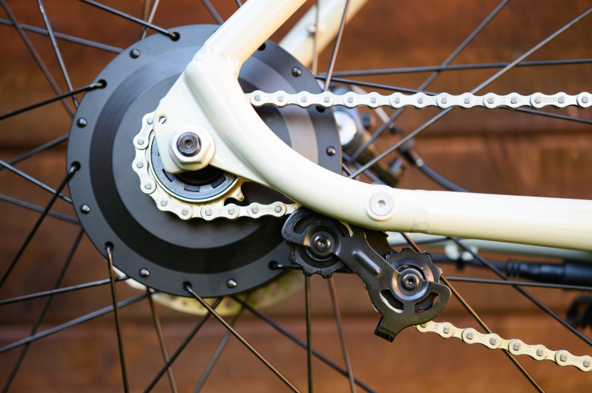 rad power radmission - the single-speed drivetrain has a chain tensioner that keeps the...