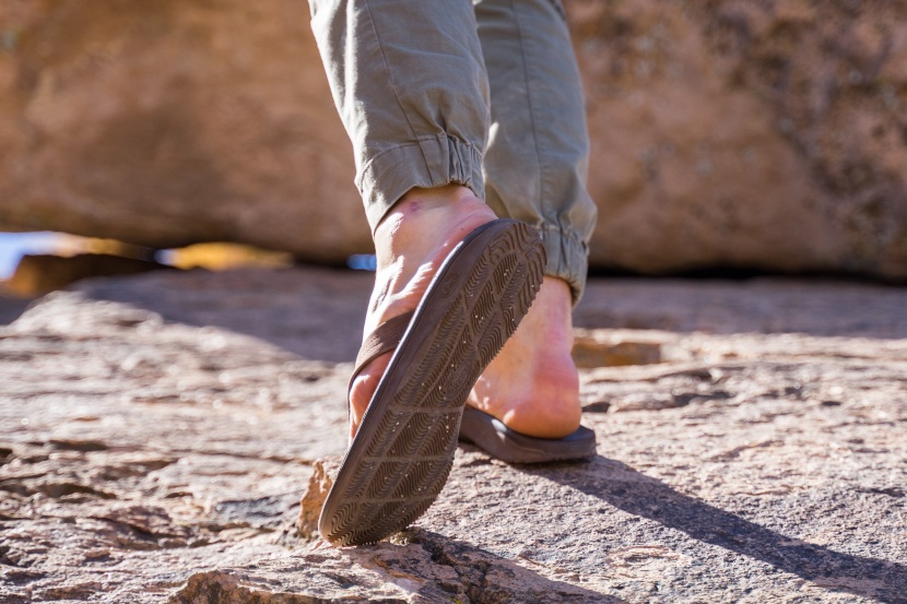 chaco classic leather flip - the traction is decent thanks to chaco&#039;s grippy, non-marking rubber...
