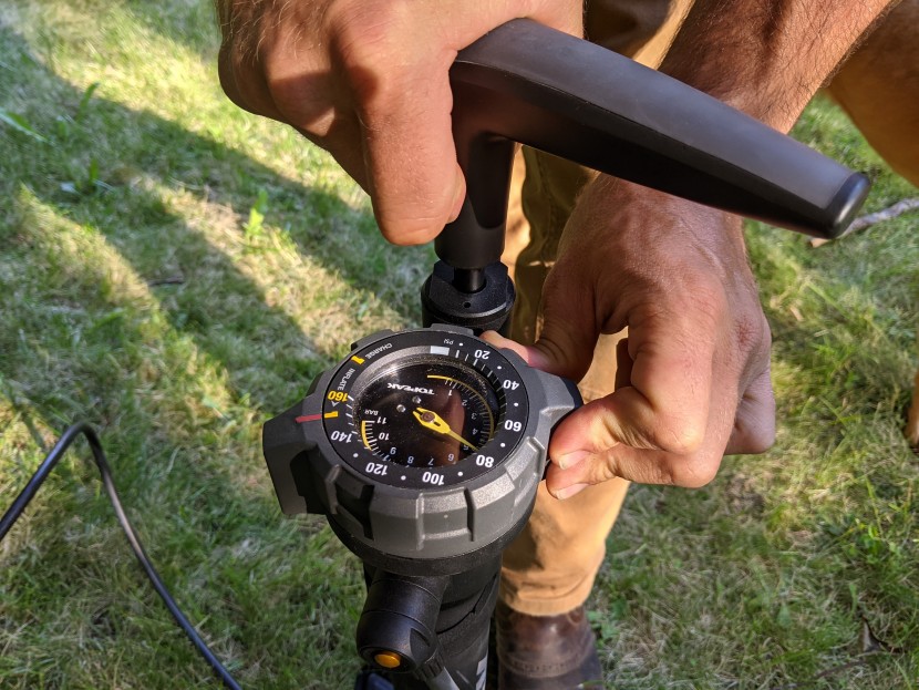 ...to inflate to release the blast of air and seat your tire. leave...