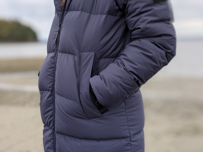 outdoor research coze down parka - the knit-lined pockets tuck under the down layer for warmth but are...
