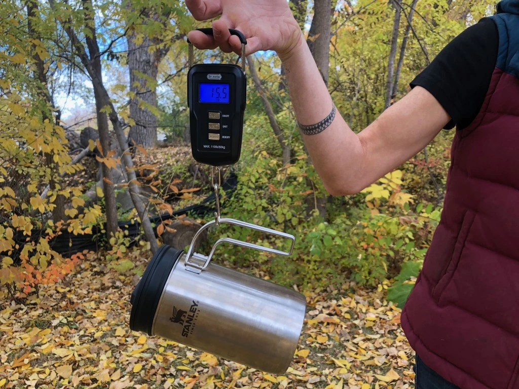 stanley adventure all-in-one camping coffee review - this press and pot combo were surprisingly lightweight.