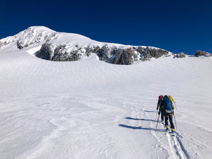 uphilling on the lightweight jones solution splitboard.