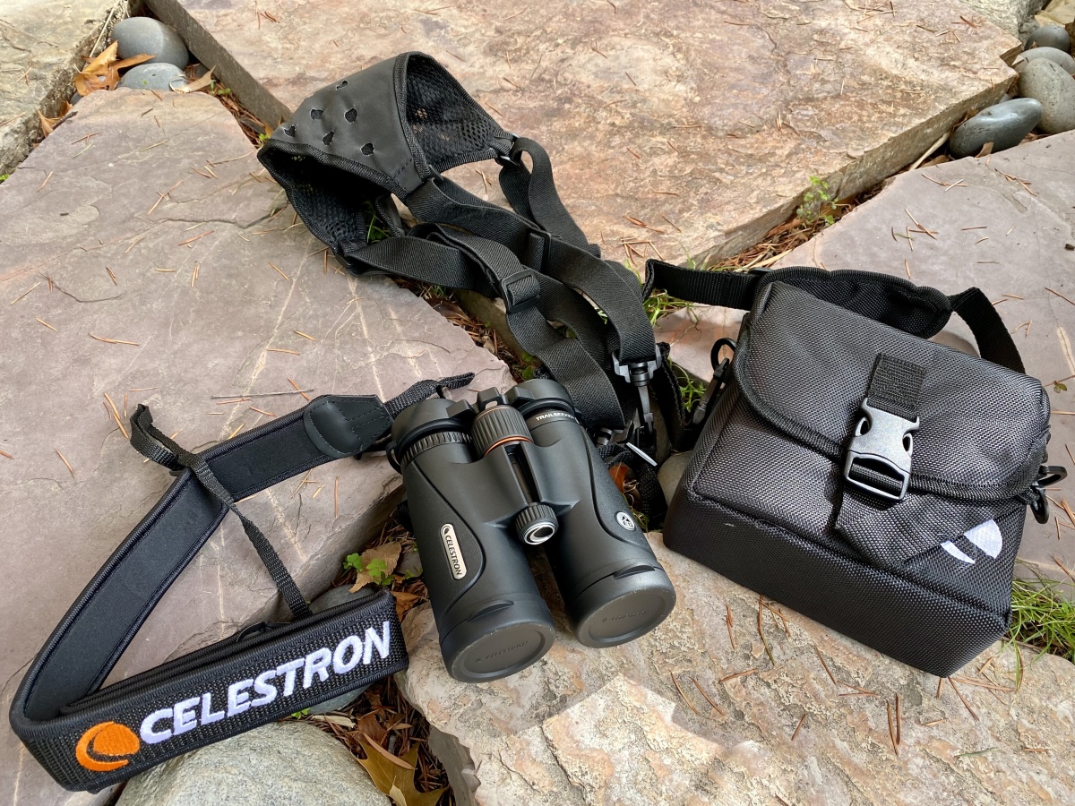 Celestron TrailSeeker ED 8x42 Review (Showing all of the accessories included with the Trailseeker.)
