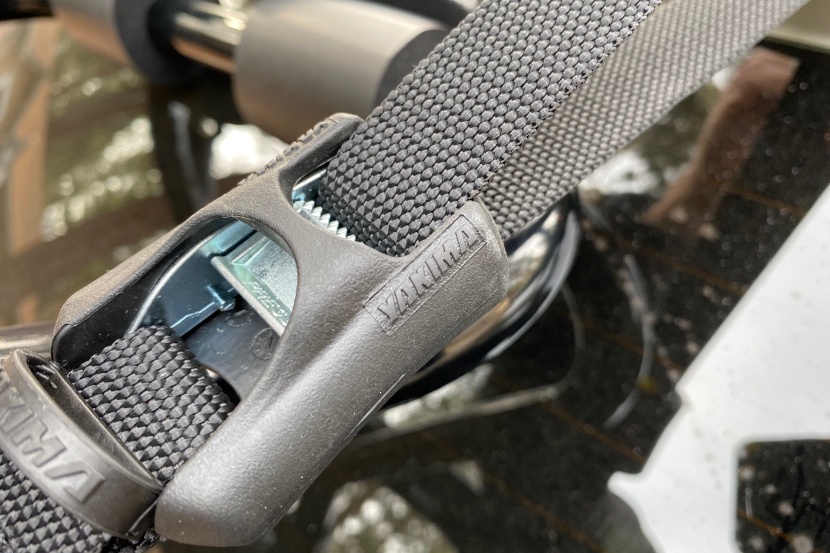 yakima fullback 2 - the webbing straps pass through a tough metal cam that is used to...