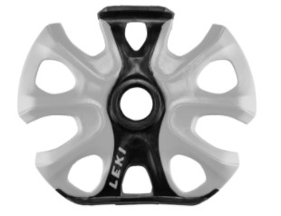 backcountry ski poles - the leki helicon lite's powder basket has a long flat edge to scrape...