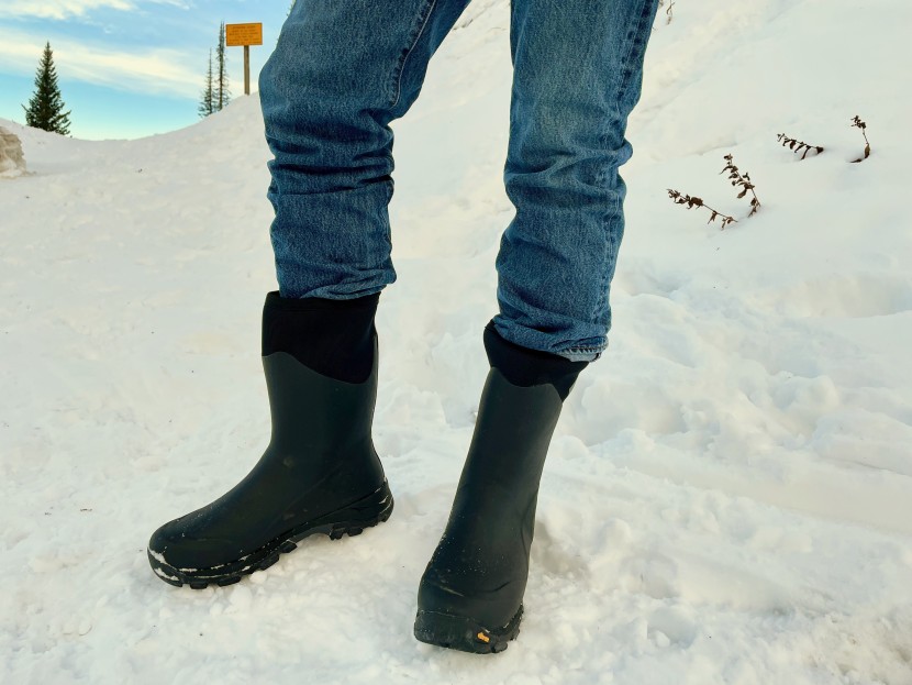 muck boots in snow