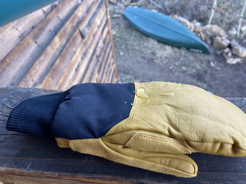 rei co-op guide insulated mittens - leather&#039;s water resistance is best right after a conditioning...