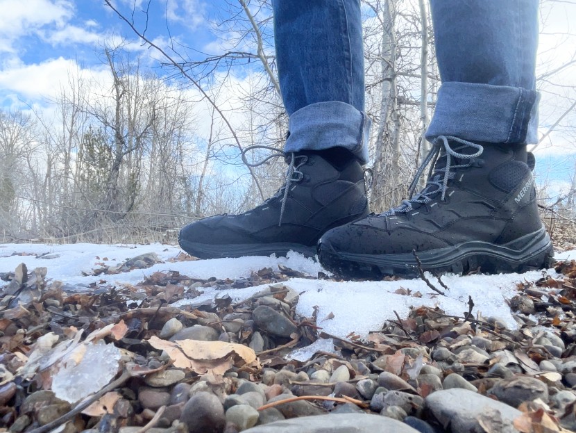 winter boots men - you want solid traction when hiking on slick spring trails.