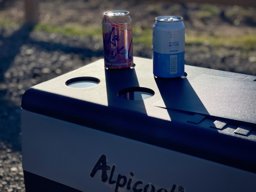 alpicool cf45 - four indents on the lid provide flat areas for your beverages when...
