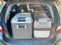 The Alpicool (right) next to the Dometic CFX3 (left). Both draw...