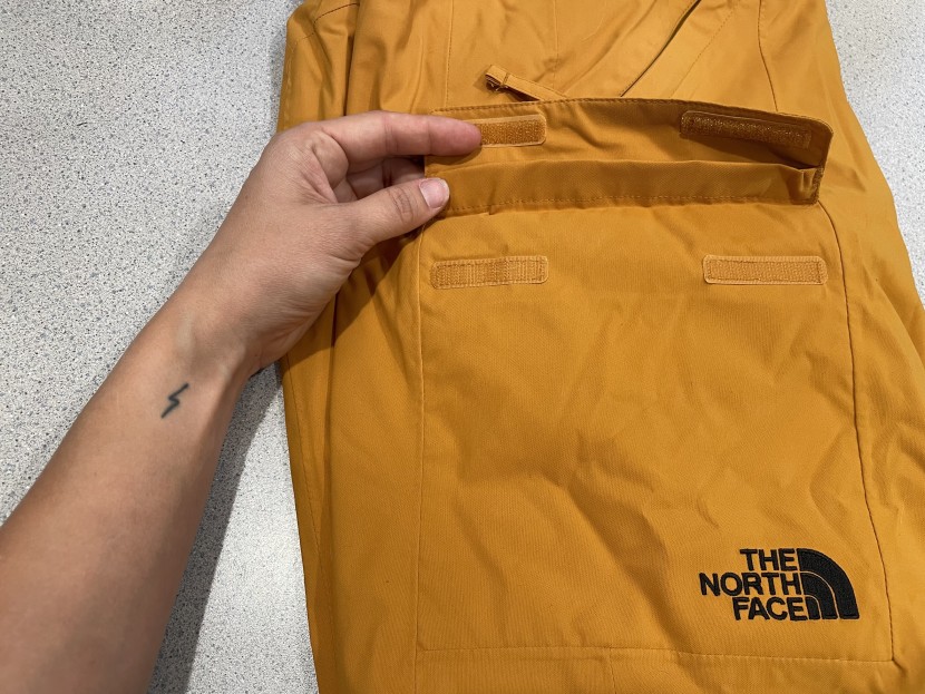 the north face freedom insulated for women - the fold down, velcro pocket.