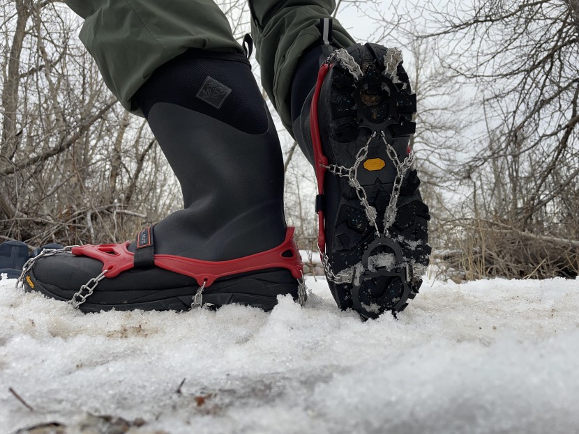 snow grips - the hillsound trail crampons have a secure fit and huge crampon...