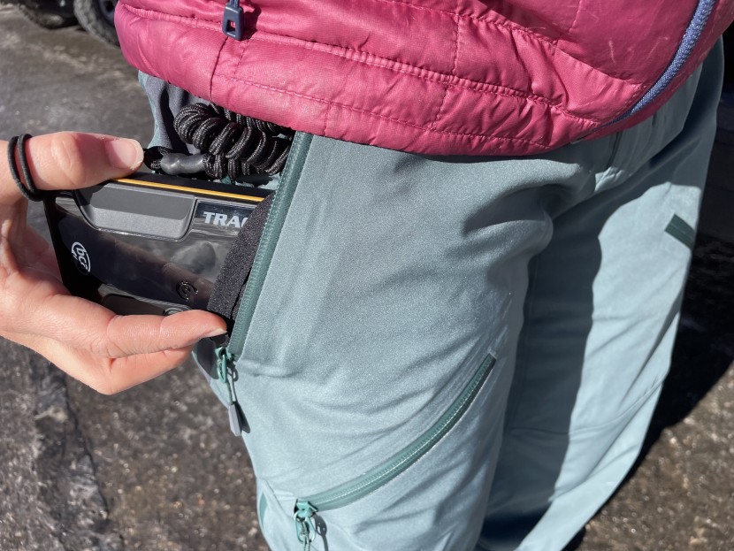 the beacon-specific pocket features a clip and a small inner pocket...