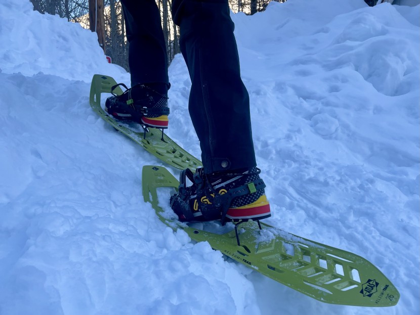 snowshoes - heel lifters in action.