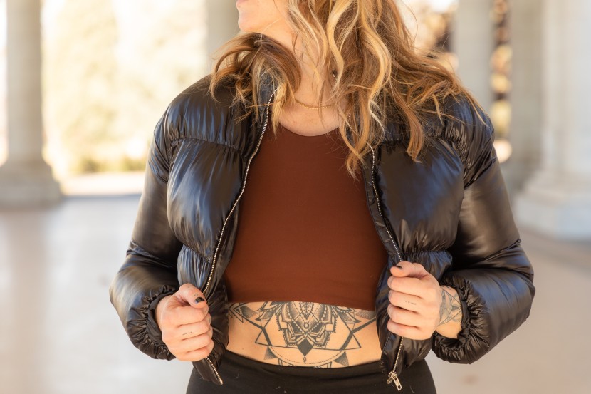 if you like a minimal crop top, the high neck topanga is a fun option.