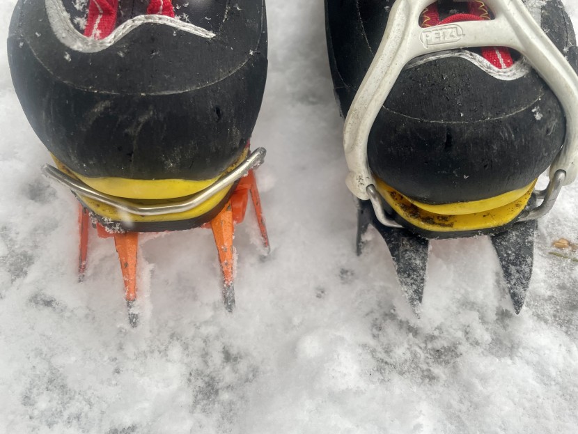 asolo eiger xt gv evo - both of the petzl crampon toe options work well.