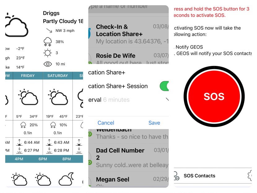 zoleo satellite communicator - a sampling of the user&#039;s screen views in the zoleo app. the app is...