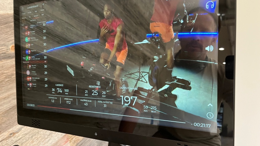 echelon connect ex-5s - workout stats are displayed at the bottom of the screen, and the...