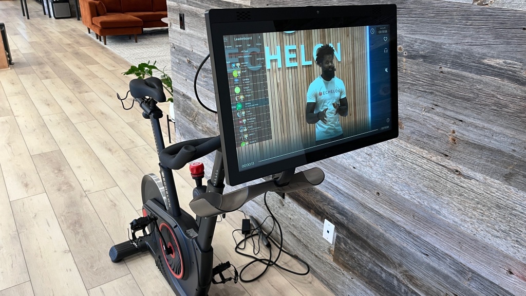 Exercise bike with store computer screen