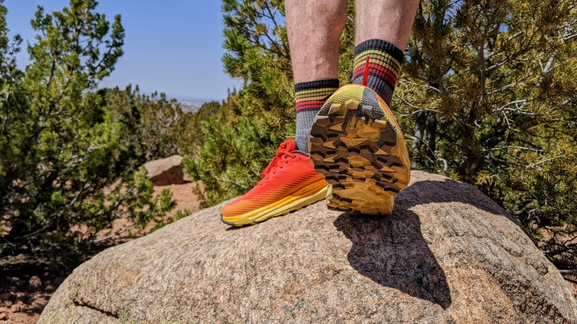 hoka torrent 2 - the wide, flat shape of the lugs allows this shoe to climb rocks...