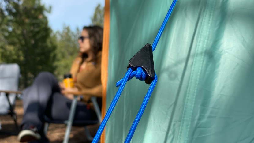 kelty tallboy 4 - the attached guylines are well-made and ready to go.