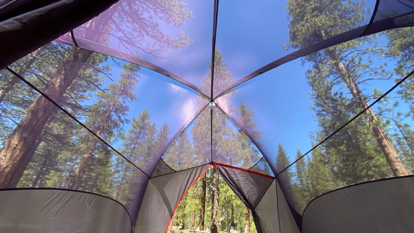 big agnes bunk house 6 - the purple mesh top has a tinted summer glow in the sunlight.
