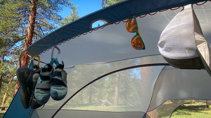 camping tent - putting some of the torreya&#039;s 32 gear loops to good use. no...