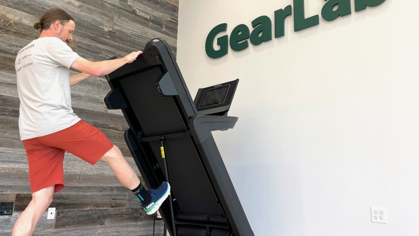 nordictrack commercial 1750 - the soft-drop system makes it easy to raise and lower the tread deck.