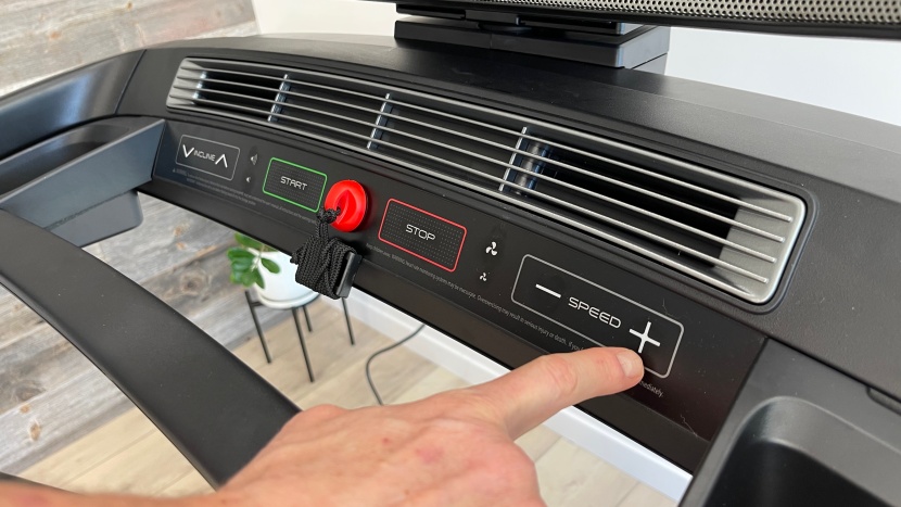 nordictrack commercial 1750 - the speed and incline adjustment buttons are located below the...