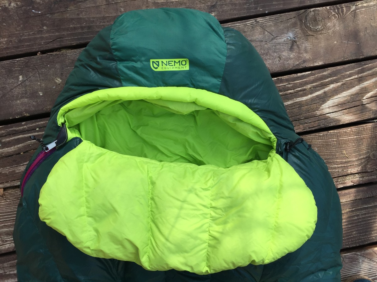 NEMO Disco 15 - Women's Review (The Nemo "Blanket Fold" can be comfy and cozy, but can also be a pain to keep tucked inside the bag when it's cold...)