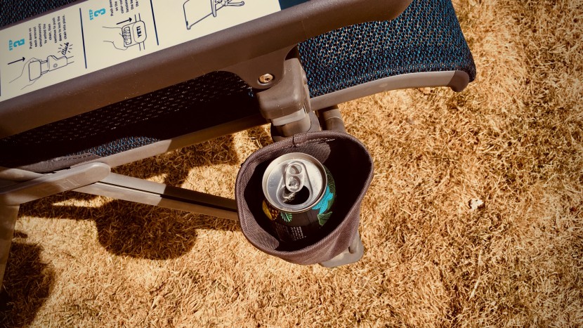 the yeti trailhead features a single cup holder constructed out of...