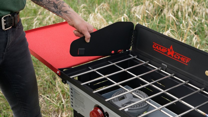 camping stove - the windscreens, recessed burners, and full-size drip pan coalesce...