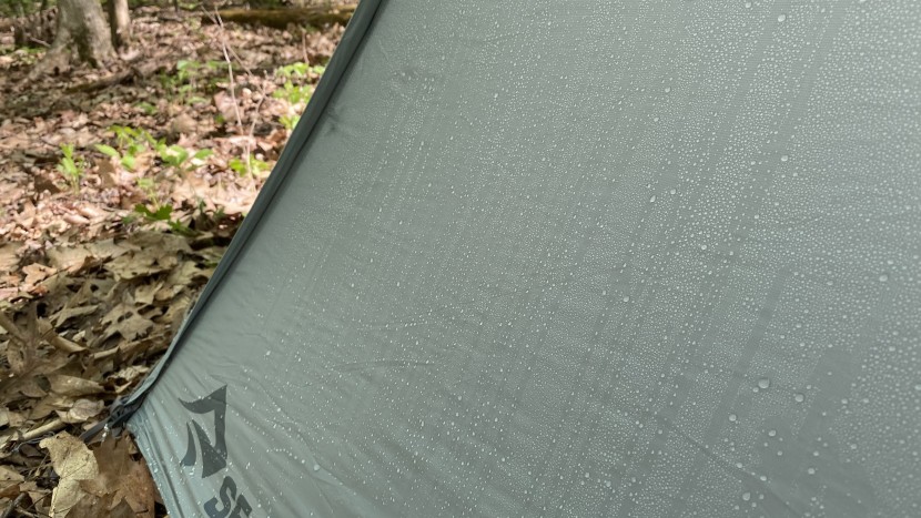 sea to summit telos tr2 - the fly runs low to the ground and beads water well.