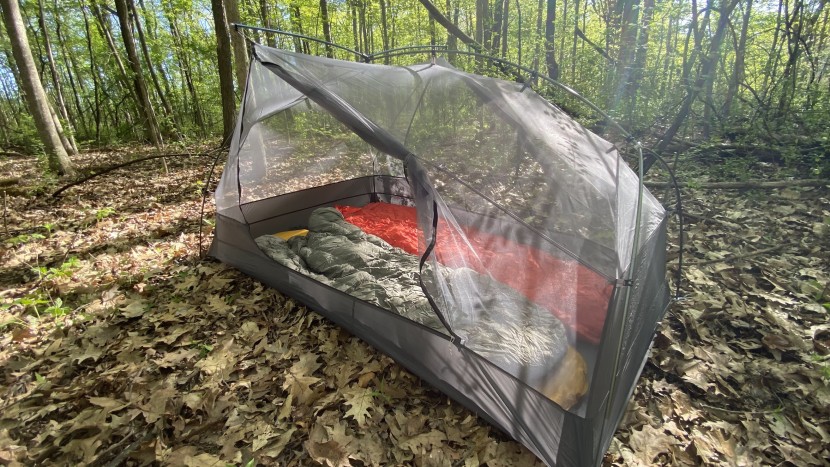 backpacking tent - large side doors on the telos tr2 open up wide for easy entry and...