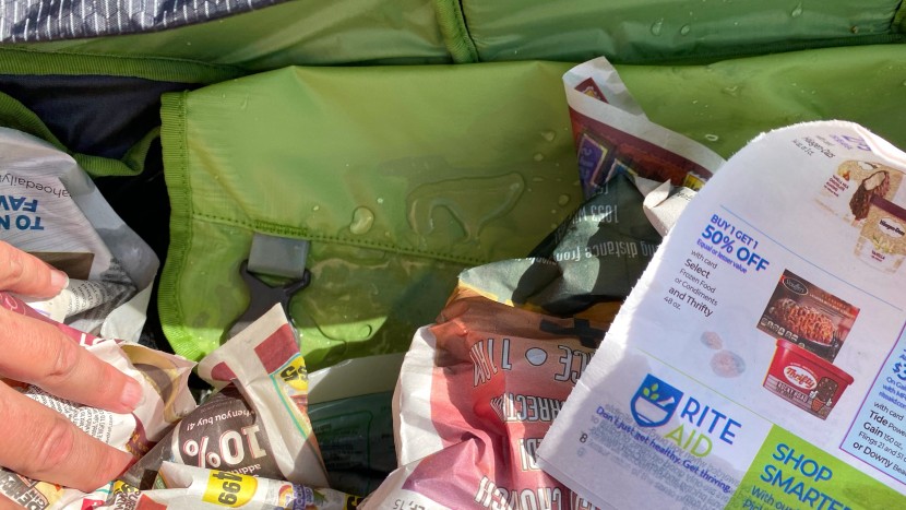 water pooling inside the osprey ozone wheeled 75l after water testing.